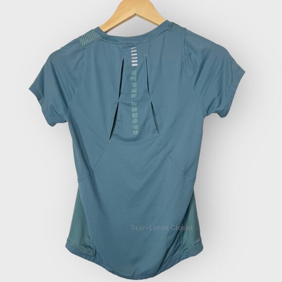 Under Armour Turquoise Iso Chill Running Top Medium Mesh Back Athletic Tee - Picture 7 of 7
